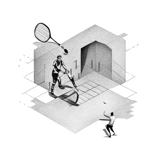 Guy playing padel in perspective tattoo design idea