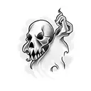 cartoon ghost smoking joint tattoo design idea