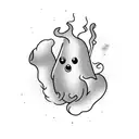 cartoon ghost smoking joint tattoo design idea