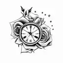 clock with a rose on top and another  tattoo design idea