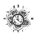 clock with a rose on top and another  tattoo design idea