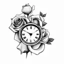 clock with a rose on top and another  tattoo design idea