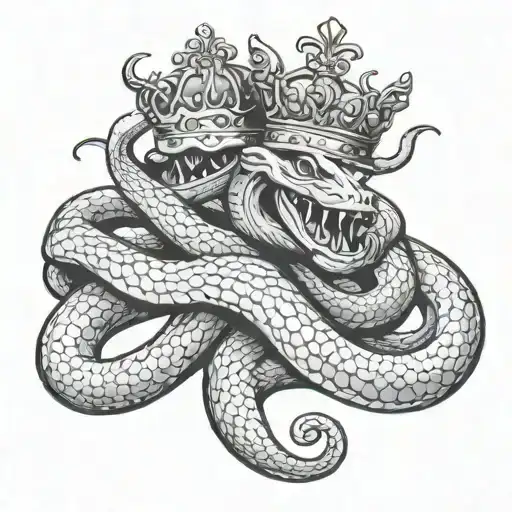 2 snakes king and queen royalty  tattoo design idea