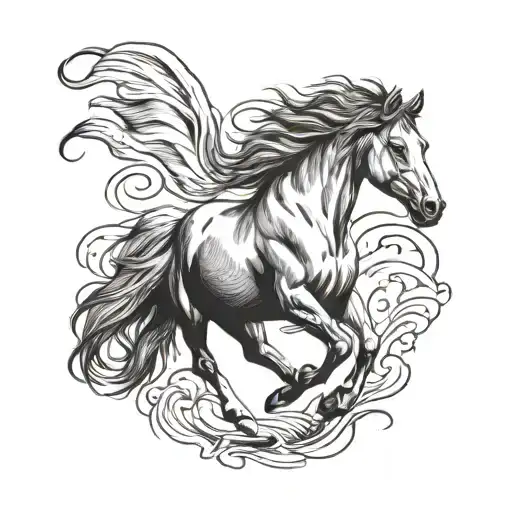 wild horse jumping tattoo design idea