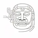 olmec face with patterns no shadows looking forward tattoo design idea