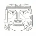 olmec face with patterns no shadows looking forward tattoo design idea