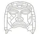 olmec face with patterns no shadows looking forward tattoo design idea