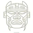 olmec face with patterns no shadows looking forward with symetrical sides open eyes no pupils helmet patterns on face tattoo design idea