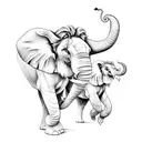 lion and elephant tattoo design idea