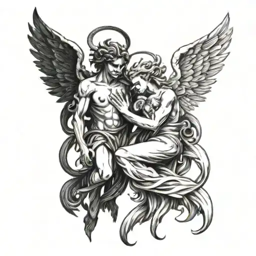 angel and demon tattoo design idea