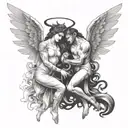 angel and demon tattoo design idea