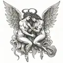 angel and demon tattoo design idea