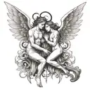 angel and demon tattoo design idea