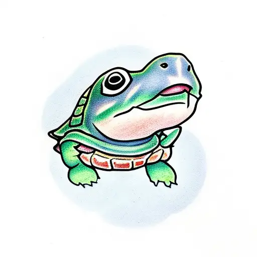 baby turtle and monkey tattoo design idea