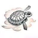 baby turtle and monkey tattoo design idea