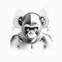 flying full body chimp tattoo design idea
