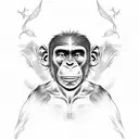 flying full body chimp tattoo design idea