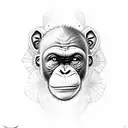 flying full body chimp tattoo design idea