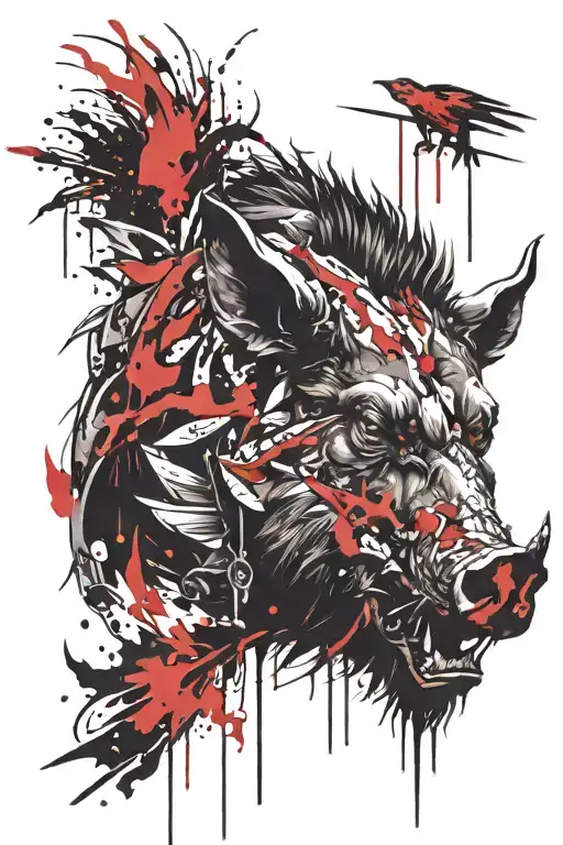 boar head tattoo design idea