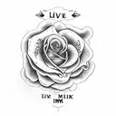 live and dead rose with text memento mori and memento vivire tattoo design idea