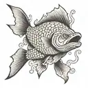 pike fish swimming tattoo design idea