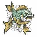 pike fish swimming tattoo design idea