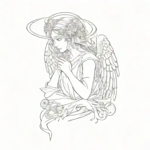 an angel with a halo tattoo design idea