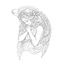 an angel with a halo tattoo design idea