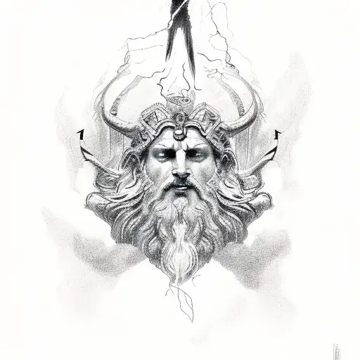 Zeus Casting lightning tattoo design idea