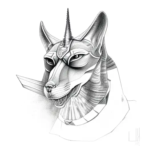 Head of anubis tattoo design idea