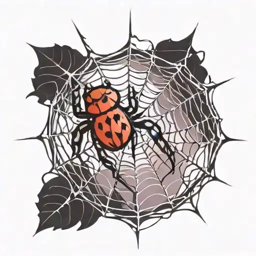round spider web with a spider in it  tattoo design idea