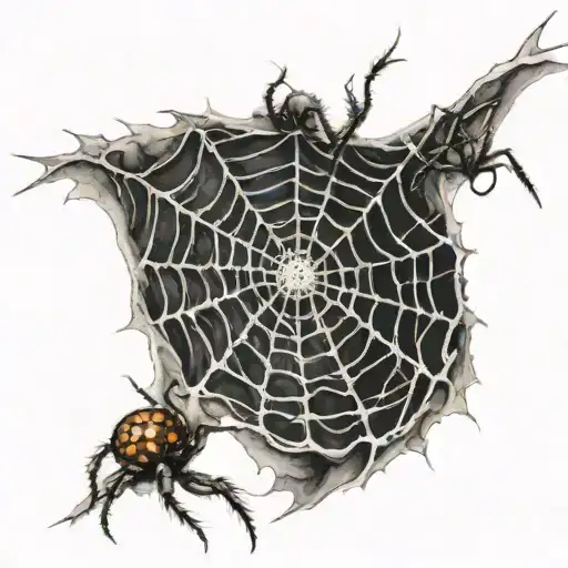 round spider web with a spider in it  tattoo design idea