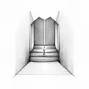 boy stands infront of stairs to heaven tattoo design idea