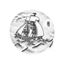 kraken attacking a ship with a large full moon as the backdrop  tattoo design idea