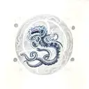 kraken attacking a ship with a large full moon as the backdrop  tattoo design idea