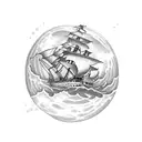 kraken attacking a ship with a full moon as the backdrop  tattoo design idea