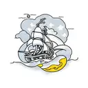 kraken attacking a ship with a large full moon as the backdrop  tattoo design idea