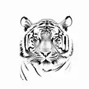 A lone tiger playing a musical instrument in a serene Kerala landscape tattoo design idea