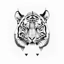 A lone tiger playing a musical instrument in a serene Kerala landscape tattoo design idea