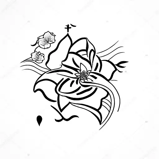 Lily with the words lead with love in arabic tattoo design idea