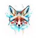 watercolor fox tattoo design idea