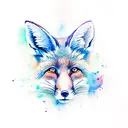 watercolor fox tattoo design idea