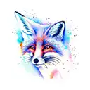 watercolor fox tattoo design idea