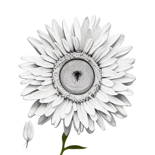 aster flower with stem and leaves  tattoo design idea