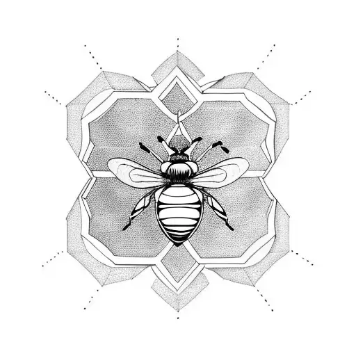 Honey Bee in a honeycomb tattoo design idea