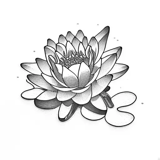 A bouquet of water lilies and daffodils floating on a calm lake tattoo design idea