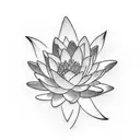A bouquet of water lilies and daffodils floating on a calm lake tattoo design idea
