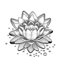 A bouquet of water lilies and daffodils floating on a calm lake tattoo design idea