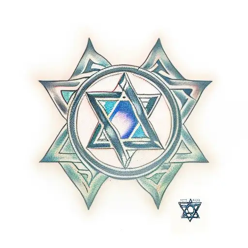 star of David and Israeli lion tattoo design idea