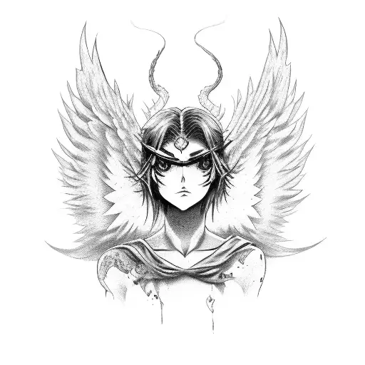 fallen angel lucifer table anime  tattoo design idea